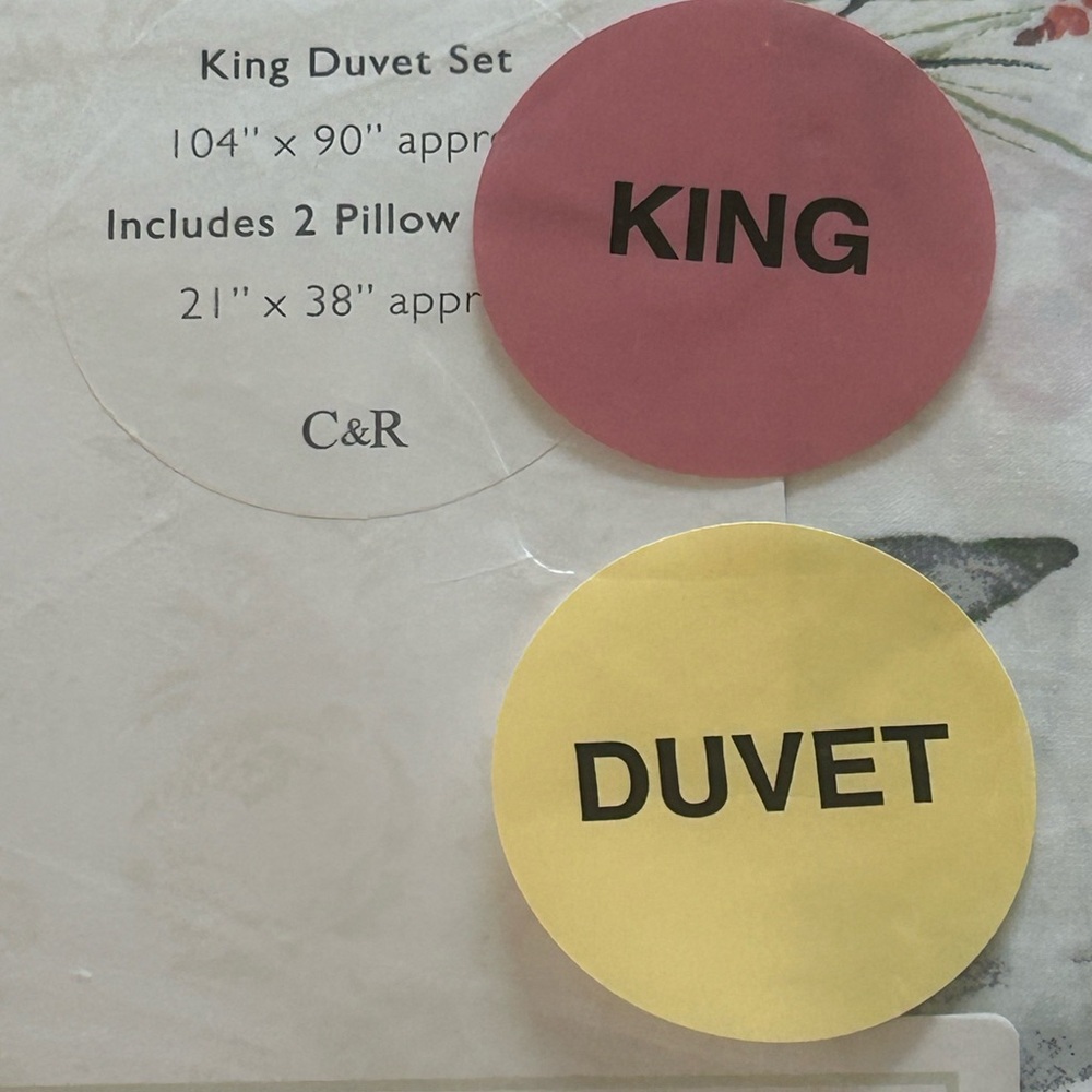 Cabbages & Roses King Size 3 pc. Duvet Set. Christmas Foliage- Fir Ruby. NWT - Picture 2 of 9